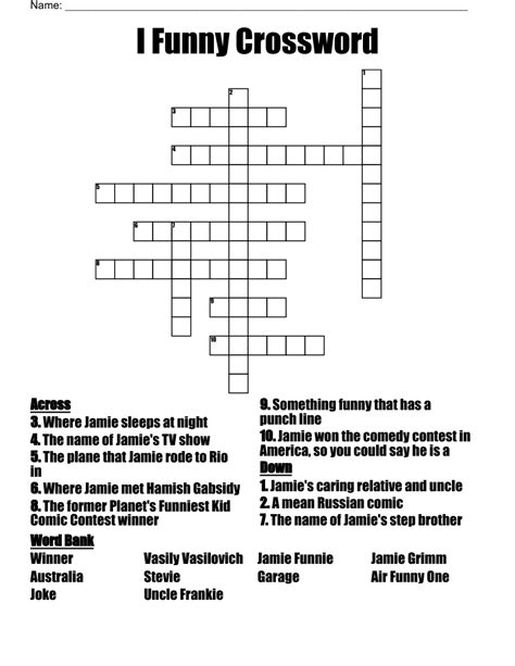 funny crossword puzzle.